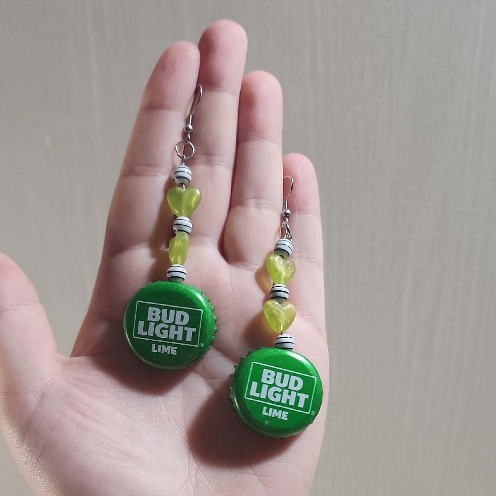 Bud Light Lime Bottle Cap Earrings
